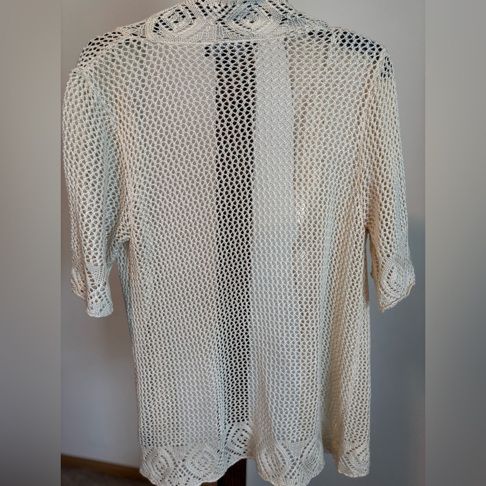 Perceptions Cream Open-Knit Cardigan - Picture 3 of 5